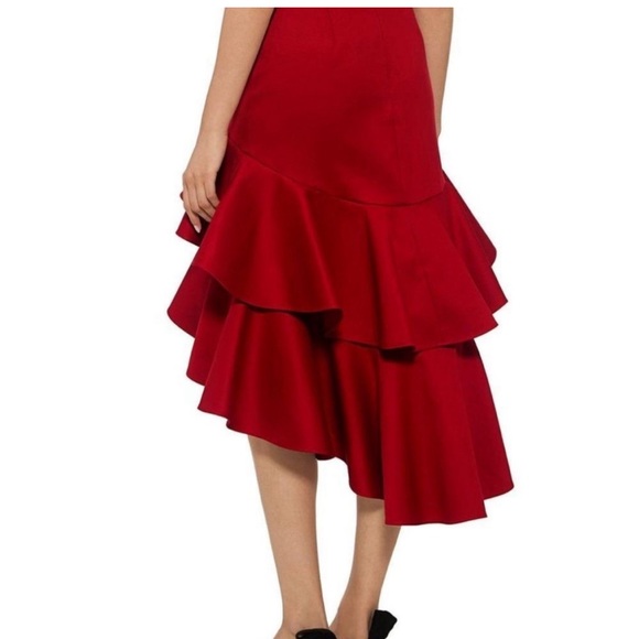 ALEXIS Red Kristyn High-Low Layered Ruffled Cotton Skirt, size S - Picture 3 of 11